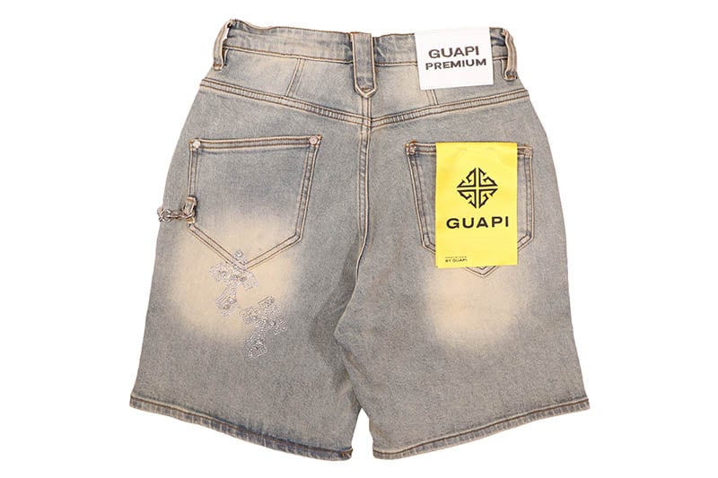 GUAPI FADED CROSS DENIM SHORTS (833FCDS)