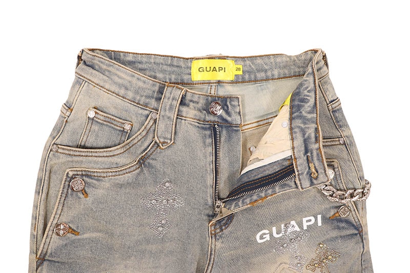 GUAPI FADED CROSS DENIM SHORTS (833FCDS)