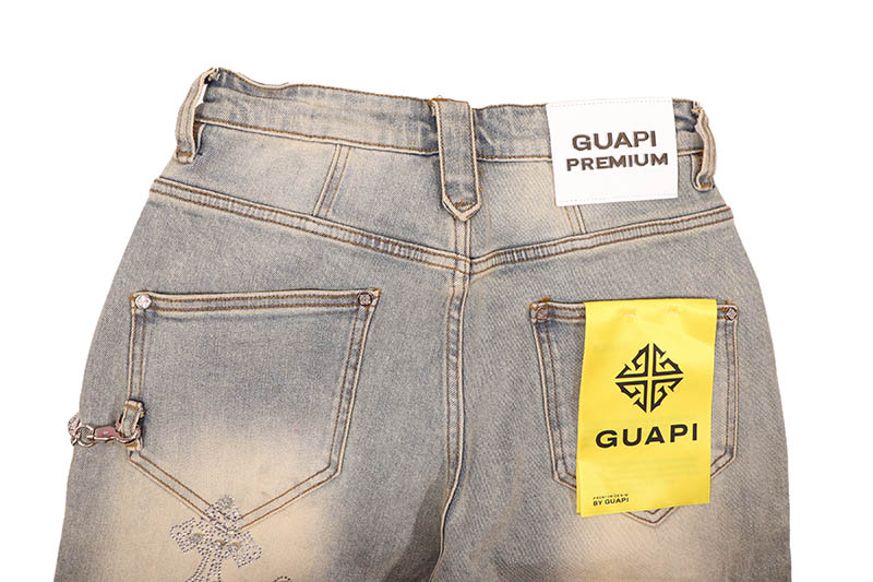 GUAPI FADED CROSS DENIM SHORTS (833FCDS)