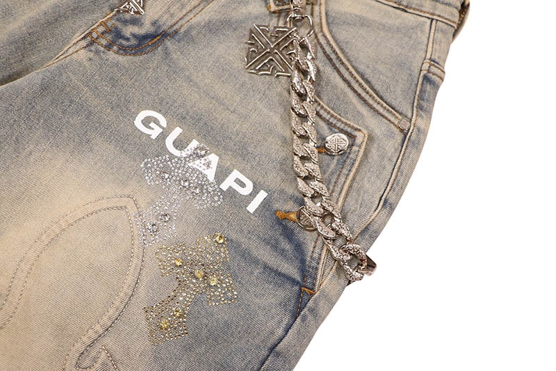 GUAPI FADED CROSS DENIM SHORTS (833FCDS)