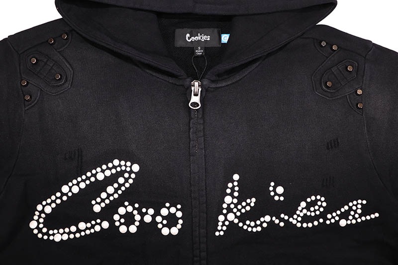 COOKIES BLACK PEARL FRENCH TERRY FULL ZIP HOODIE (BLACK) CM263HFC05