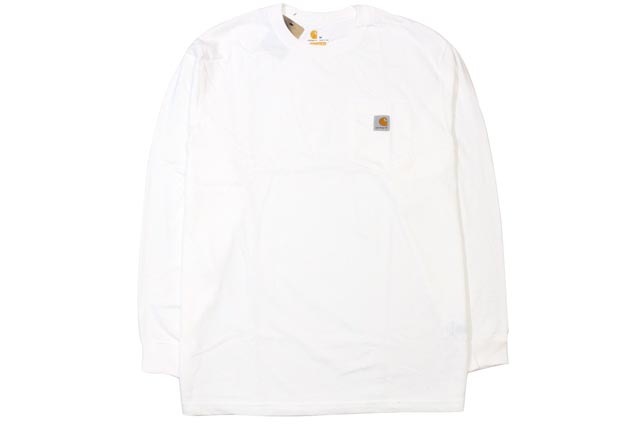 カズ　carhartt WIP長袖カットソー XL ホワイト Carhartt LOOSE FIT HEAVYWEIGHT LONG-SLEEVE POCKET T-SHIRT