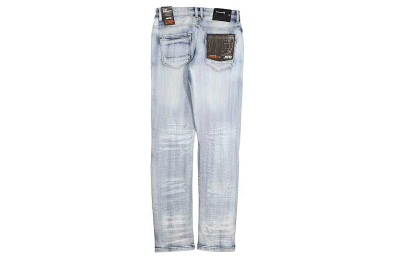 COPPER RIVET RIP & REPAIR JEANS (413015-LSB:LIGHT SAND BLUE)