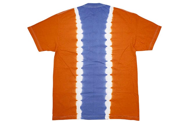PLEASURES GUM LOGO SPLIT DYE T-SHIRT (ORANGE/BLUE)