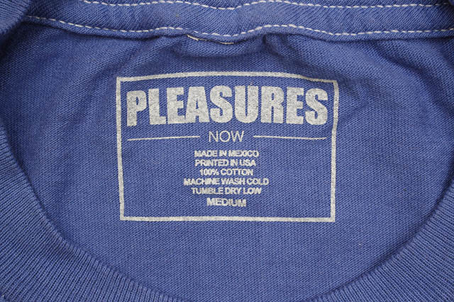 PLEASURES GUM LOGO SPLIT DYE T-SHIRT (ORANGE/BLUE)