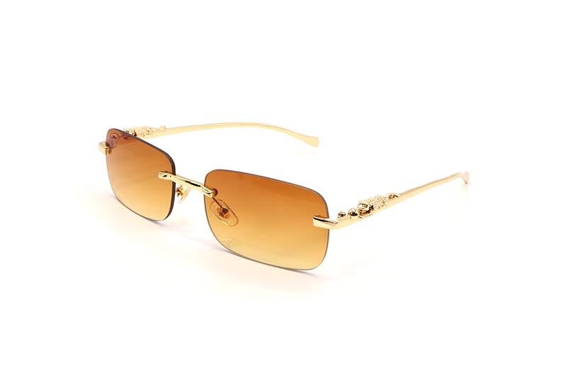 KD EYEWEAR PANTHER LEOPARD RIMLESS SUNGLASSES (BROWN)