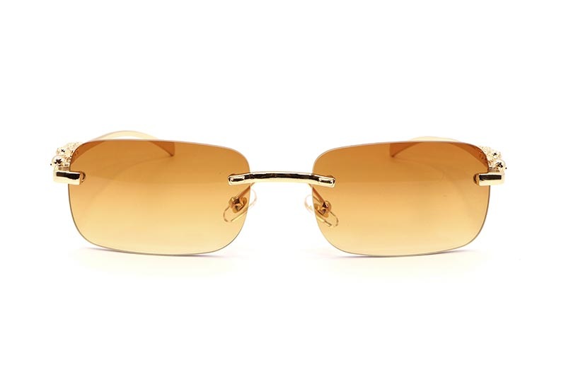 KD EYEWEAR PANTHER LEOPARD RIMLESS SUNGLASSES (BROWN)