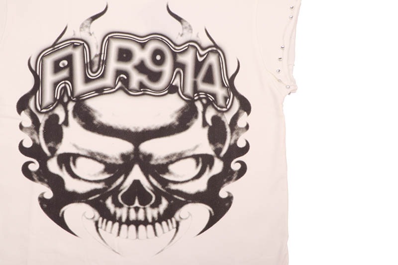 FLOOR 914 SKULL INFERNO CUT OFF T-SHIRT (WHITE)