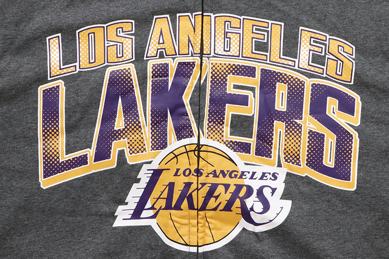 STARTER LOS ANGELES LAKERS REVERSIBLE HOODED BOMBER JACKET (LA130252:PURPLE/CHARCOAL GRAY)