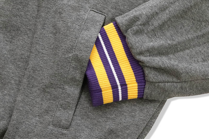 STARTER LOS ANGELES LAKERS REVERSIBLE HOODED BOMBER JACKET (LA130252:PURPLE/CHARCOAL GRAY)