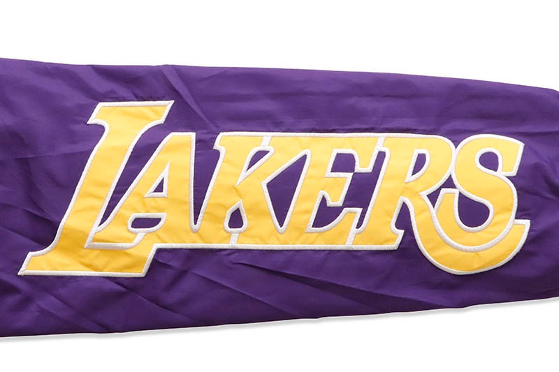 STARTER LOS ANGELES LAKERS REVERSIBLE HOODED BOMBER JACKET (LA130252:PURPLE/CHARCOAL GRAY)