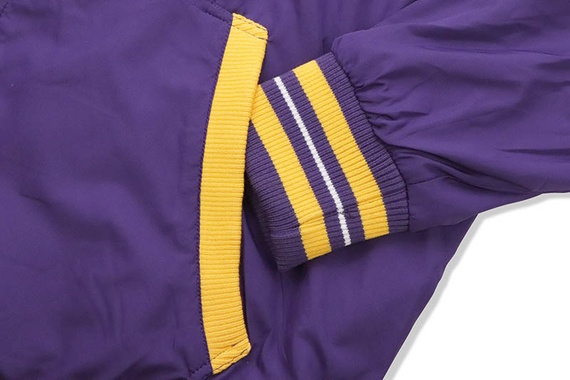 STARTER LOS ANGELES LAKERS REVERSIBLE HOODED BOMBER JACKET (LA130252:PURPLE/CHARCOAL GRAY)