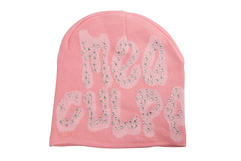 MEA CULPA Y2K RHINESTONE BEANIE (PINK)
