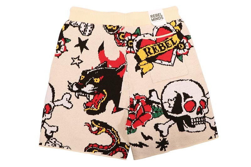 REBEL MINDS SERPENT SKULL SWEATER SHORTS (151-945:CREAM)