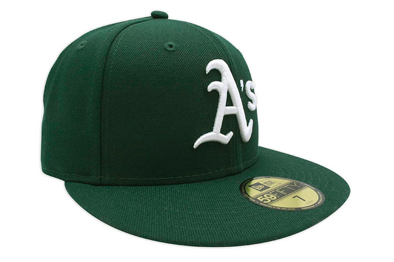 NEW ERA OAKLAND ATHLETICS 59FIFTY FITTED CAP (PINK UNDER VISOR/DARK GREEN)