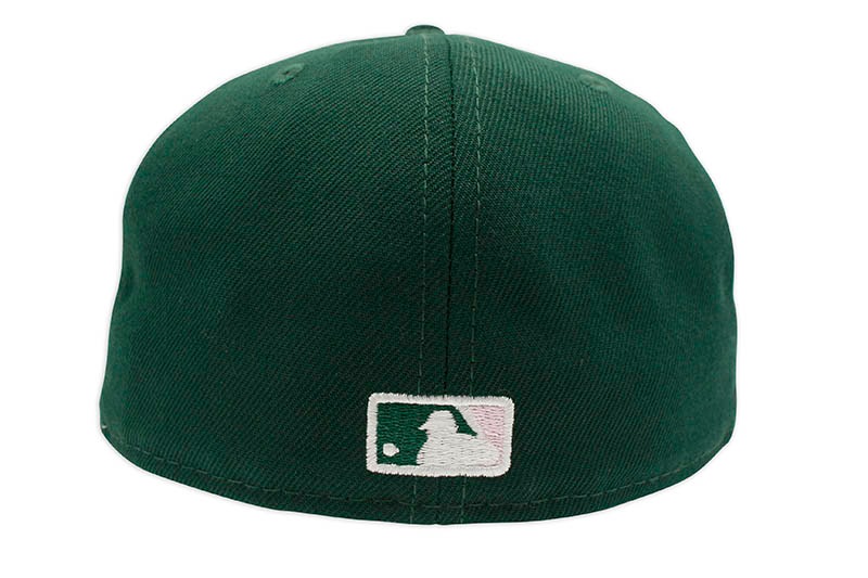 NEW ERA OAKLAND ATHLETICS 59FIFTY FITTED CAP (PINK UNDER VISOR/DARK GREEN)