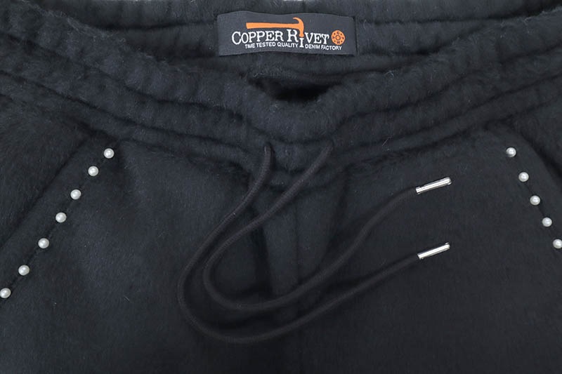 COPPER RIVET SAINTS MOHAIR PEARL STACKED SWEATPANTS (531581-BK:BLACK)