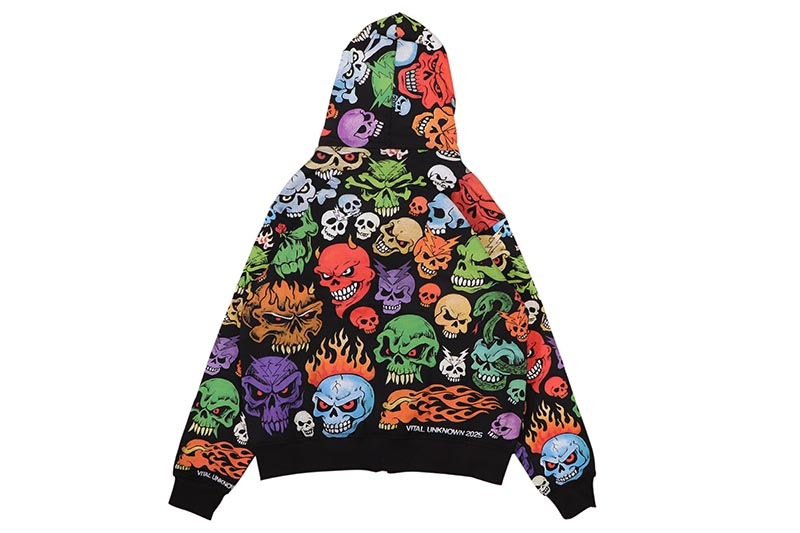 VITAL SKULL ARMY ZIP UP HOODIE