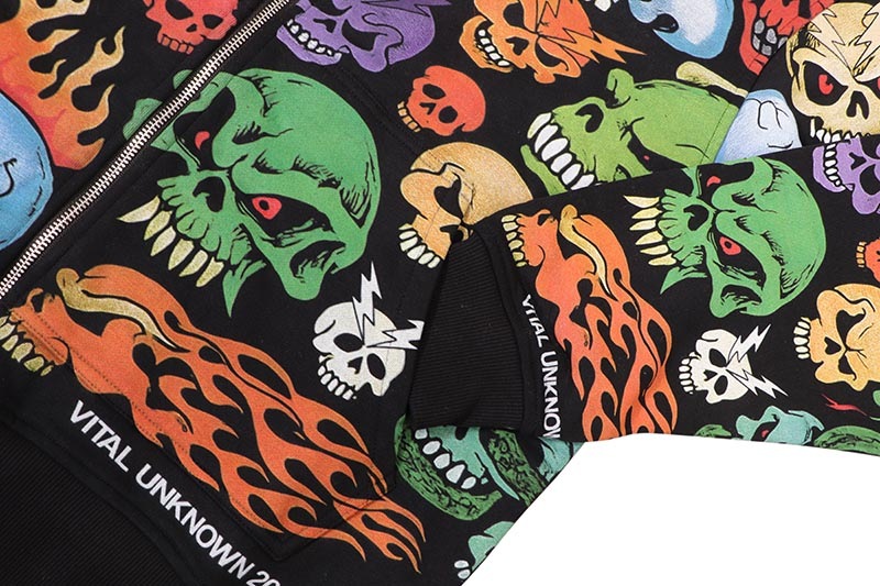 VITAL SKULL ARMY ZIP UP HOODIE
