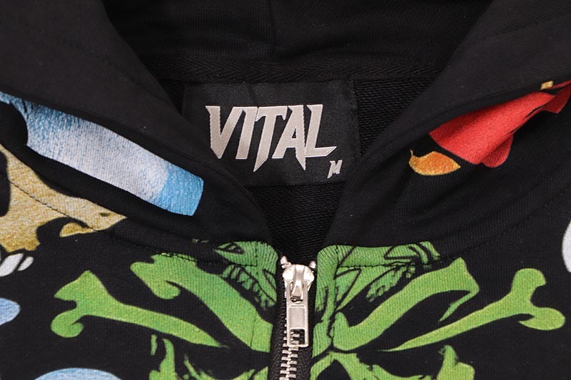 VITAL SKULL ARMY ZIP UP HOODIE