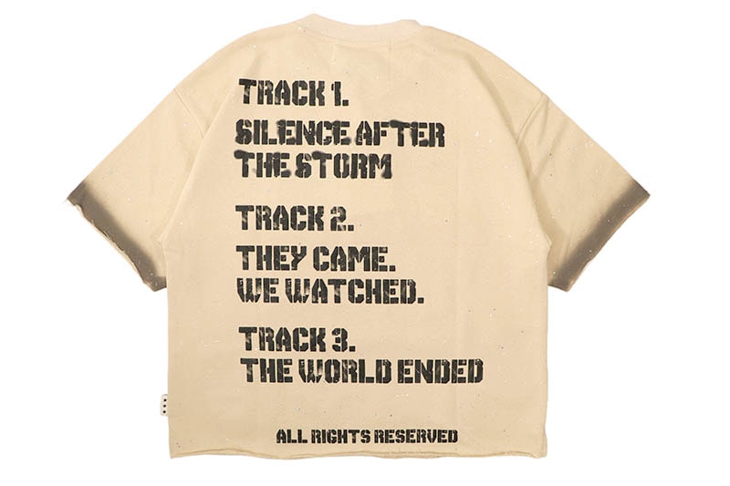 budamunk /TREED OUT AND FADED限定品 BKYS DOOMS DAY FRENCH TERRY CROPPED TEE (T1455:BEIGE) | Brand,OTR