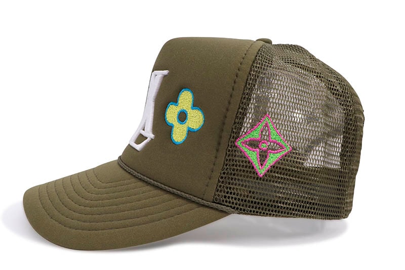 DROPOUT NEW YORK LA LUXE TRUCKER HAT (ARMY GREEN) DROPA233