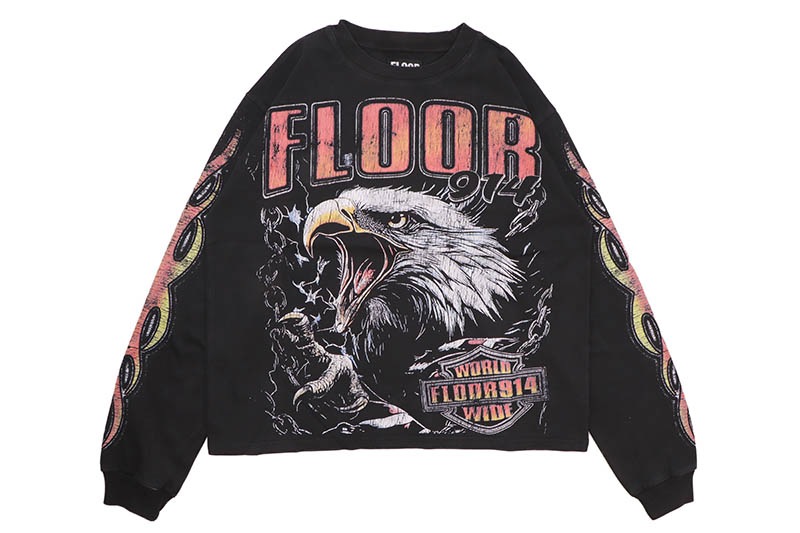 FLOOR 914 SKY STRIKER LONG SLEEVE T-SHIRT (BLACK)