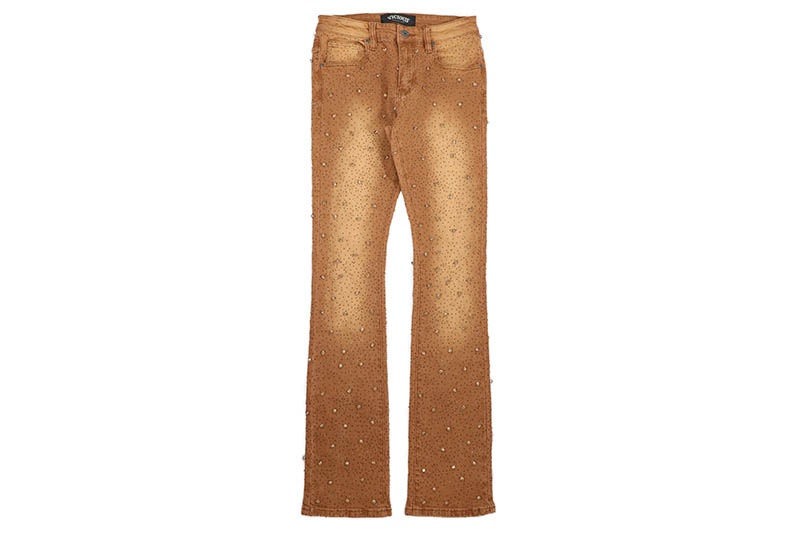 VICIOUS EMBELLISHED FLARE DENIM (VC510:BROWN)