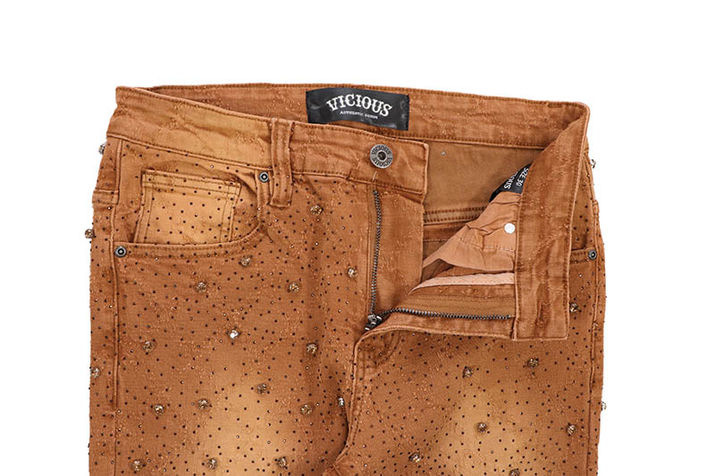 VICIOUS EMBELLISHED FLARE DENIM (VC510:BROWN)