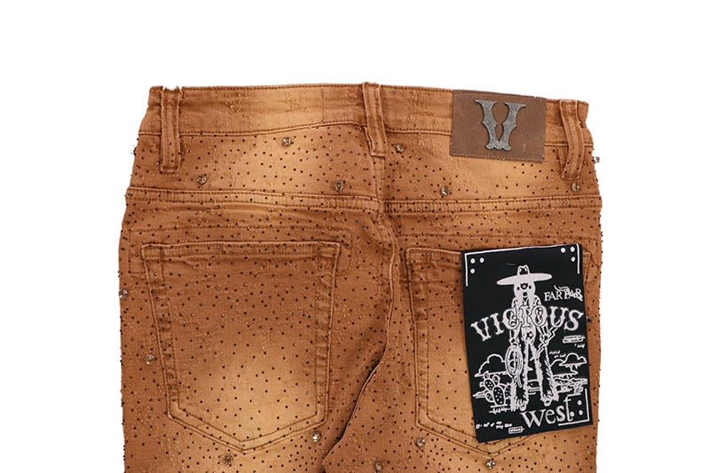 VICIOUS EMBELLISHED FLARE DENIM (VC510:BROWN)