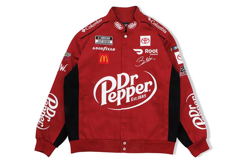 JH Design BUBBA WALLACE DR. PEPPER 2021 NASCAR TWILL JACKET (BW0303DR21:BURGUNDY)