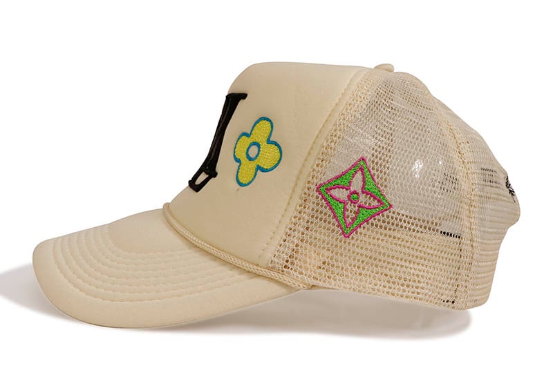 DROPOUT NEW YORK LA LUXE TRUCKER HAT (CREAM) DROPA233