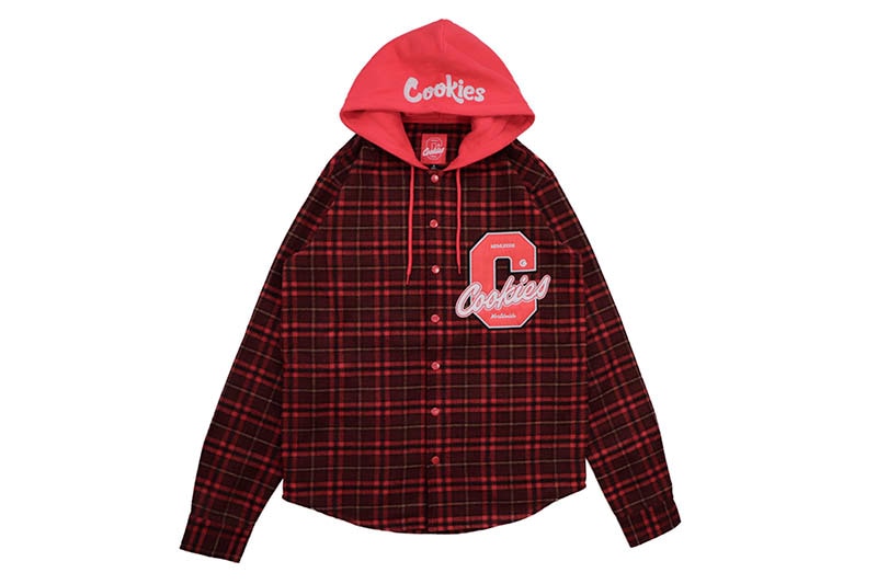 COOKIES LS FLANNEL SHIRT WITH HOOD (RED) CM244WLT01