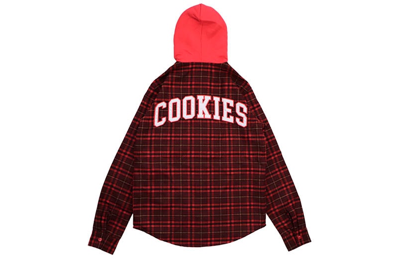 COOKIES LS FLANNEL SHIRT WITH HOOD (RED) CM244WLT01