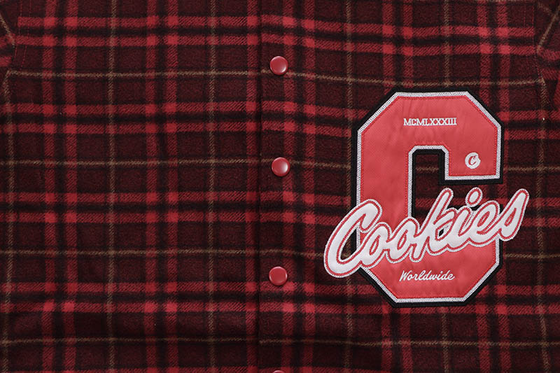 COOKIES LS FLANNEL SHIRT WITH HOOD (RED) CM244WLT01