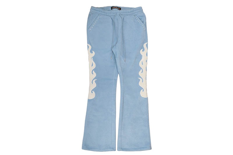 COPPER RIVET SAINTS MOHAIR PEARL STACKED SWEATPANTS (531581-LB:LIGHT BLUE)