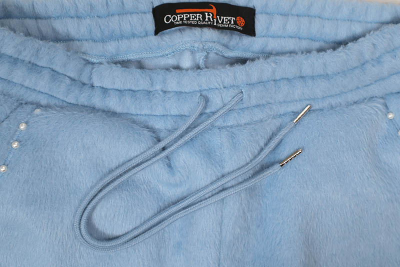 COPPER RIVET SAINTS MOHAIR PEARL STACKED SWEATPANTS (531581-LB:LIGHT BLUE)