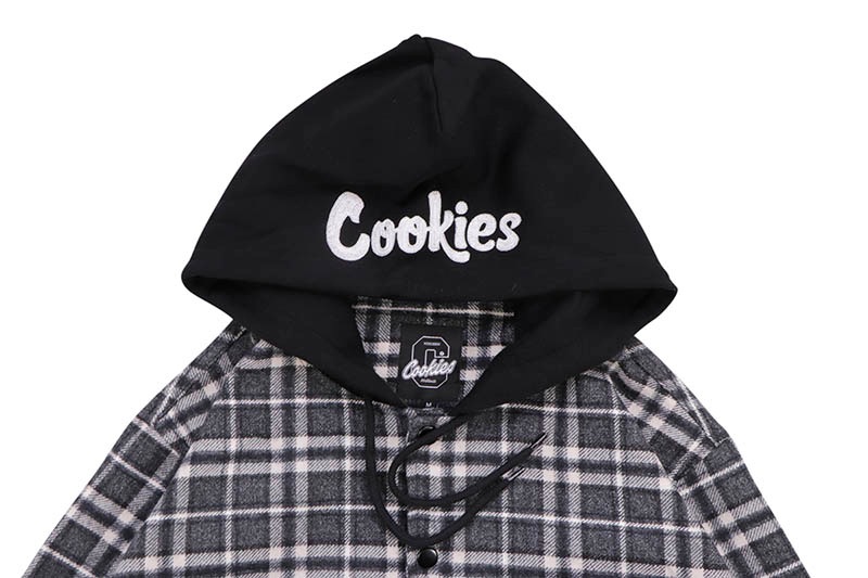 COOKIES LS FLANNEL SHIRT WITH HOOD (BLACK) CM244WLT01