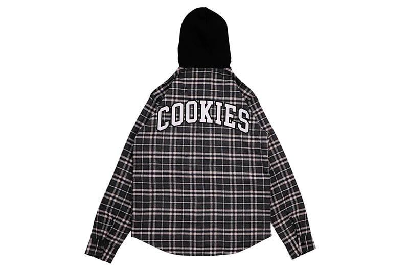COOKIES LS FLANNEL SHIRT WITH HOOD (BLACK) CM244WLT01