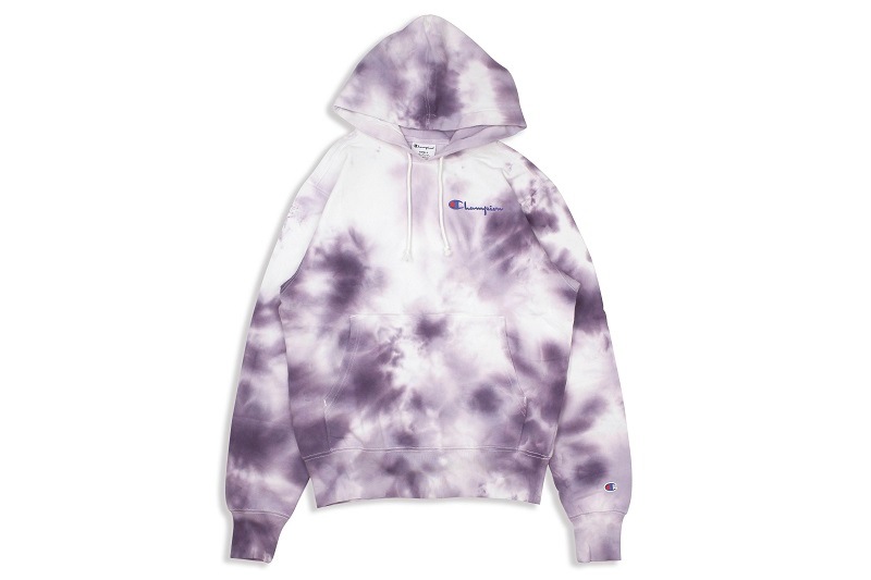 CHAMPION SCRUNCH DYE EMBROIDERED LOGO HOODIE (PURPLE)