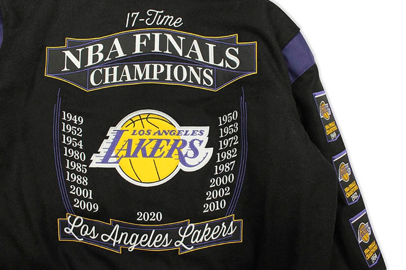 JH Design LA LAKERS 17-TIMES NBA FINALS CHAMPIONS REVERSIBLE JACKET (LAK103BAN0:BLACK)