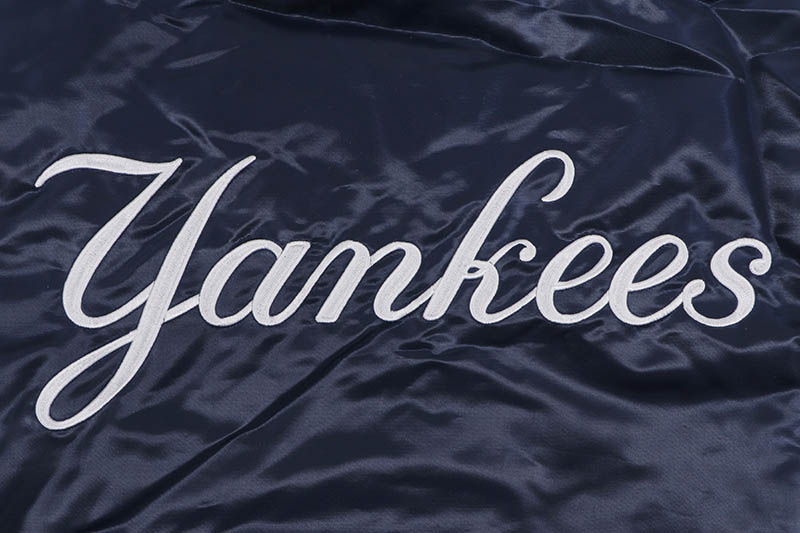 STARTER NEW YORK YANKEES VARSITY SATIN FULL-SNAP JACKET (LS250167-NYY:NAVY)