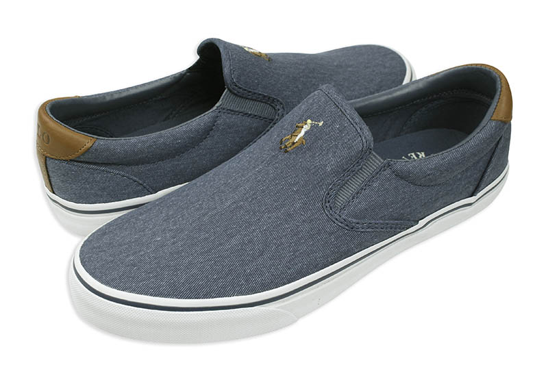 POLO RALPH LAUREN THOMPSON SLIP-ON CANVAS SNEAKER (816729964002:NEWPORT NAVY)