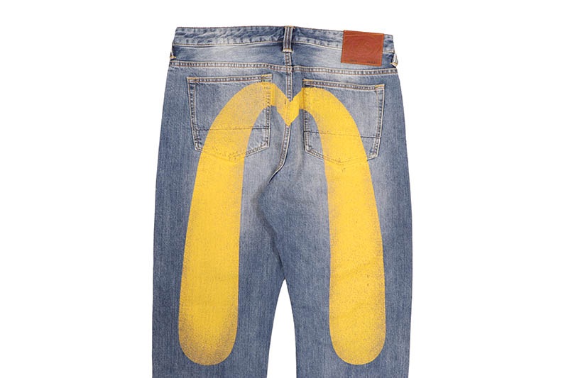 EVISU YELLOW DAICOCK PRINT REGULAR FIT JEANS #2020 (2EAHTM5JE124720DN:INDIGO)