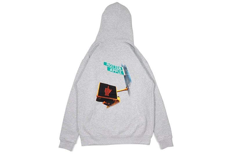 CLASSIC MATERIAL NY ROTTEN APPLE HOODIE (GREY HEATHER)