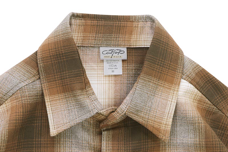 CALTOP PLAID FLANNEL LONG SLEEVE SHIRT (#2000:CARAMEL)