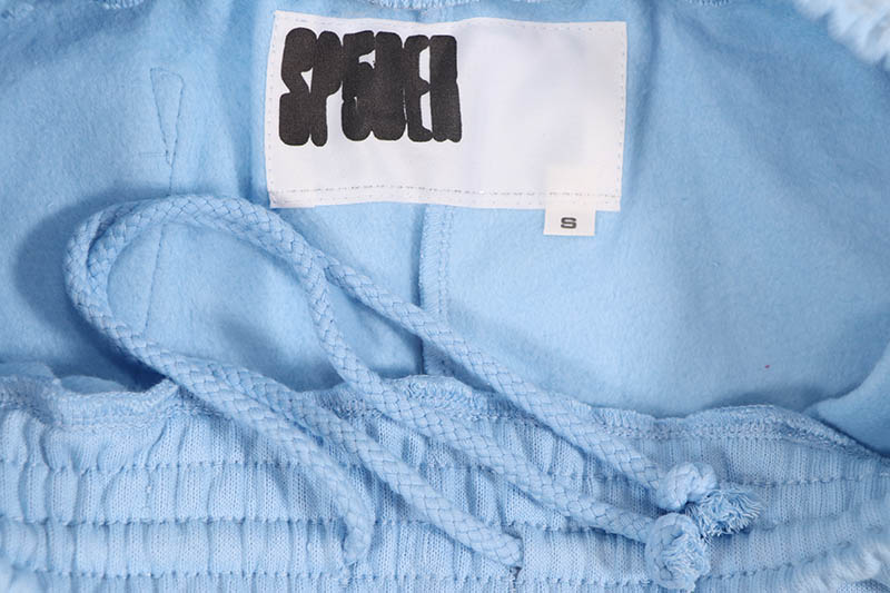 SP5DER OG WEB RHINESTONE SWEAT SHORTS (SKY BLUE)