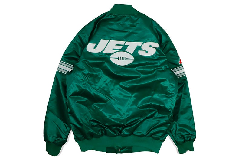 STARTER NEW YORK JETS VARSITY SATIN FULL-SNAP JACKET (LS200167-JET:GREEN)