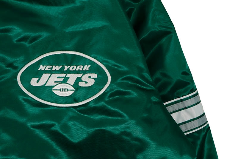 STARTER NEW YORK JETS VARSITY SATIN FULL-SNAP JACKET (LS200167-JET STARTER NEW YORK JETS VARSITY SATIN FULL-SNAP JACKET (LS200167-JET