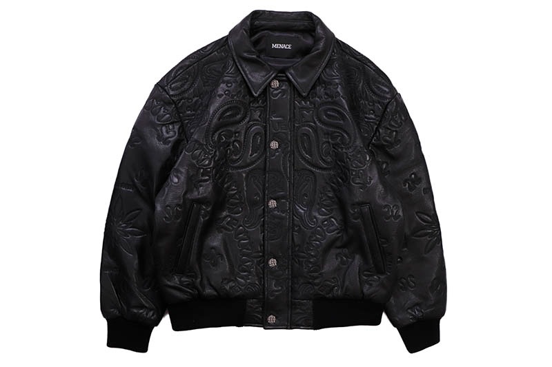 MENACE GENUINE LAMBSKIN LEATHER PAISLEY JACKET (BLACK)
